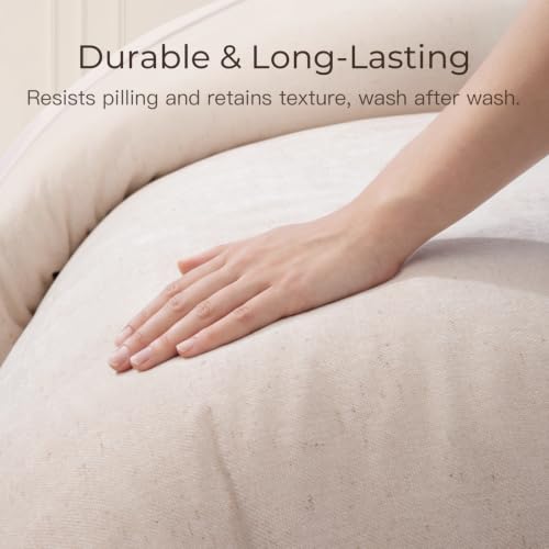King Chenille Duvet Cover Set - Boho Textured Soft Bedding, Beige, King Size