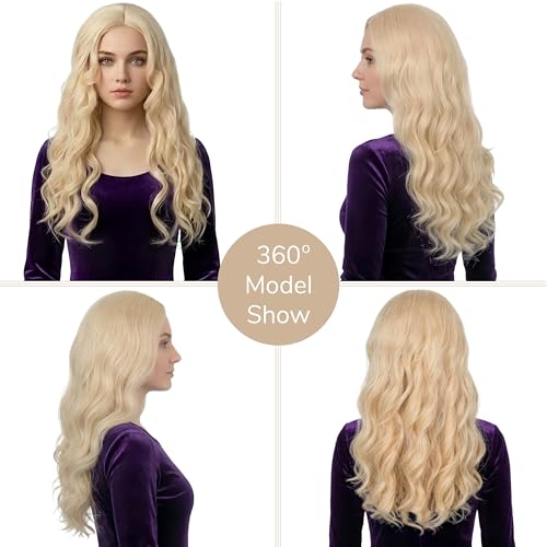 Long Blonde Wavy Elf Wig for Cosplay & Costume - Middle Part Halloween Party Hair