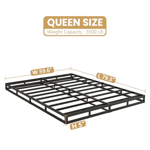 NHODIR 5 Inch Queen Box Spring - Heavy Duty Metal Bed Foundation with Cover