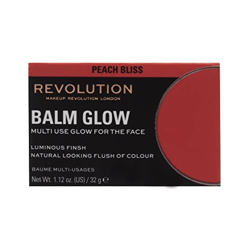 Revolution, Balm Glow, Multi-Use Balm for Cheeks, Eyes & Lips, Buildable Formula, Dewy Finish, Peach Bliss, 1.12 Oz.