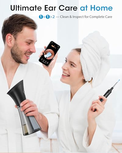 KAUGIC Ear Cleaner with Camera & Irrigation - Black, Overheat Protection