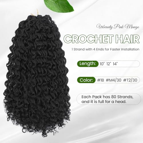 14 Inch Pink Mango Crochet Hair 80 Strands for Black Women, 4-in-1 Short Gogo Curl, Human Hair Synthetic Fiber
