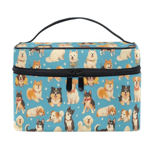 Dog Cartoon Makeup Bag for Women Girls Large Capacity Travel Toiletry Organizer - Animal Dog Variation