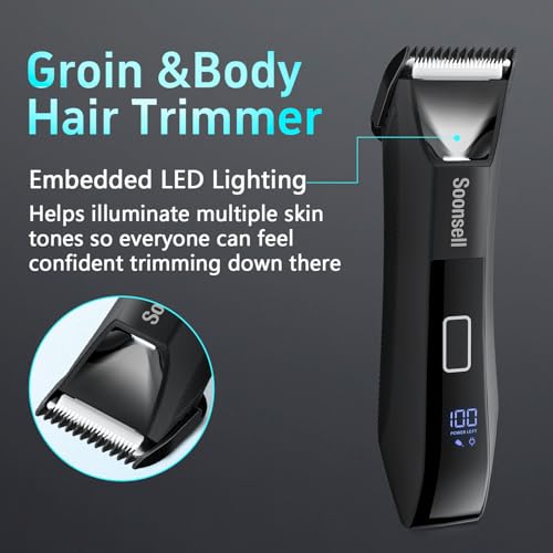 Soonsell 4-in-1 Men's Grooming Kit, Waterproof Beard Trimmer, Nose & Body Hair Removal