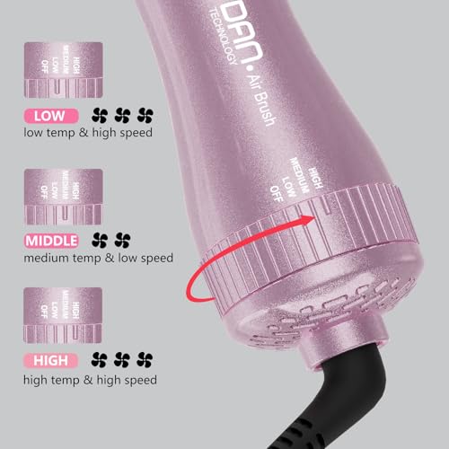 2-Inch Dual Voltage Hair Dryer Brush - Travel Hot Air Styling Tool