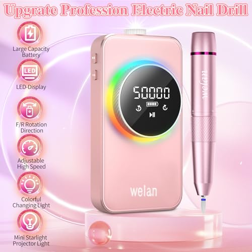 Pink Professional Electric Nail Drill Machine 50000RPM for Nail Polishing & Shaping