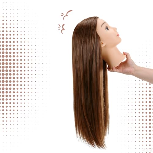 Mannequin Head with Human Hair for Styling Practice - 26 Inch, Heat Resistant, Full Density