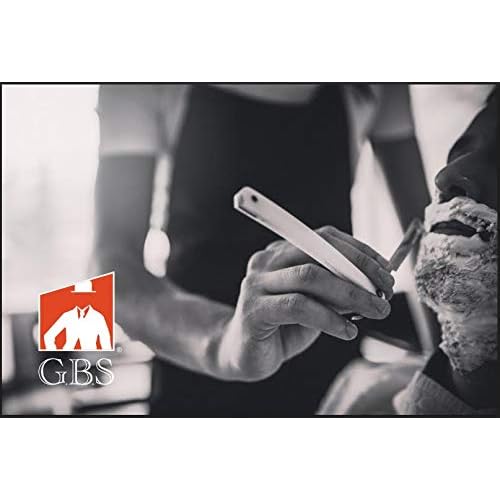 G.B.S Classic Straight Edge Long Scales Folding Razor, Barber Shavette Leather Case 10 Blades, Ivory Horn