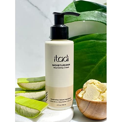 ITADI Organic Natural Daily Face Moisturizer Cream | Coffee Berry, Aloe Vera & Shea Butter Infused Hydration | Soothing for Dry Skin | Lightweight Face Cream With Vitamins + Aloe Vera - 4 fl oz