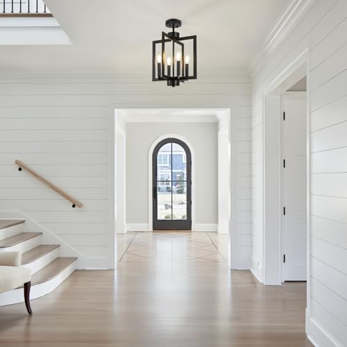 4-Light Black Adjustable Dining Room Chandelier - Modern Industrial Pendant Light Fixture with Height Adjustment