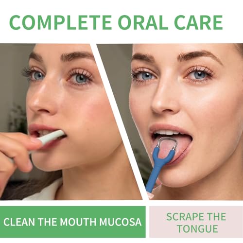 Blue Strong Mint Tongue Scraper and Mucosal Cleaner Kit for Adults - Fresh Breath