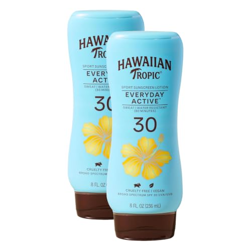 Hawaiian Tropic SPF 30 Sunscreen Lotion 8 Fl Oz Pack of 4 - Broad Spectrum, Water & Sweat Resistant, Oxybenzone-Free, Active Sunblock