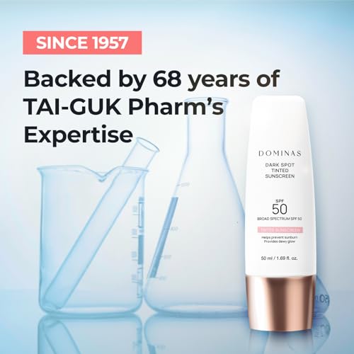 DOMINAS Tinted Sunscreen SPF50 Tone Correction UV Defense 1.69oz - Water-In-Oil Formula, Hydrating & Skin Tone Boosting, Variation: Tinted