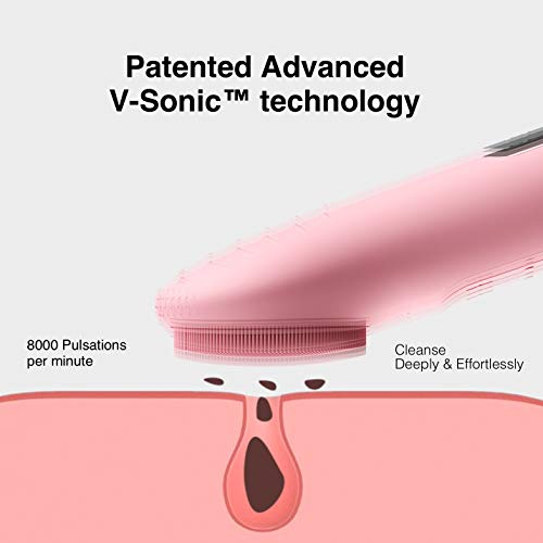 N?graCoola CLIE Facial Cleansing Brush, Waterproof and Rechargeable Electric Face Scrubber for Men & Women, Exfoliating, Massaging, and Cleansing - Pink