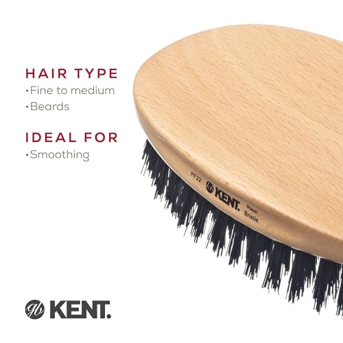Kent PF22 Oval Black Military Brush - Boar & Nylon Bristle Grooming Brush - Variation PF22
