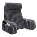 XXL Bed Sitting Pillow with Armrests & Large Pockets - Dark Grey