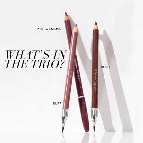 Vegan Lip Liner Pencil Trio - Muted Mauve, Buff & Root - Hydrating & Anti-Aging