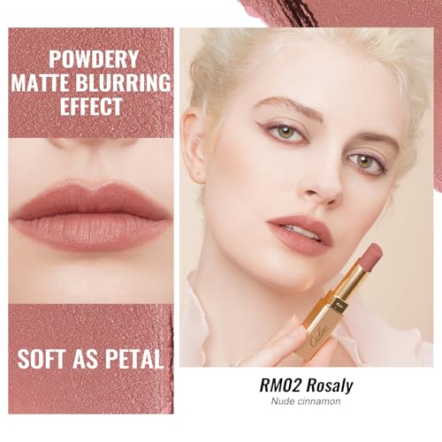 Oulac Nude Matte Lipsticks for Women Set, Silky Velvet Matte Lipstick, Soft Smooth Texture, High Impact Lip Color, Not Dry Lightweight Formula Infused with Vitamin E, Vegan RM02+04+06