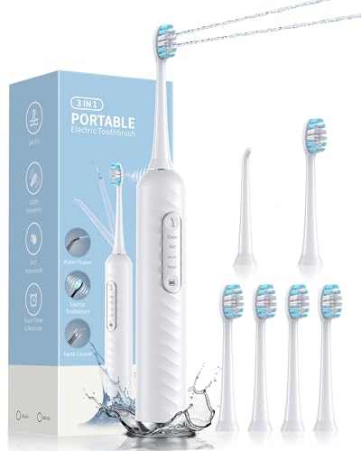 Duolosy White 2-in-1 Electric Toothbrush & Water Flosser Kit - Travel Friendly