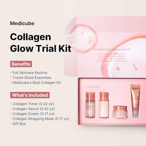 Medicube Glass Skin Collagen Skincare Set - 4-Piece Travel Size Pack of 2