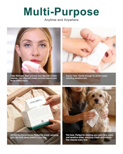 LUXU Disposable Face Towels Pack of 4, 7.9x12 inch Soft & Deep Cleansing Cloths