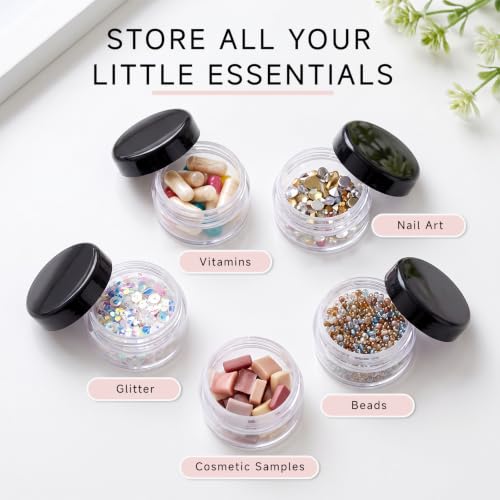 3 Gram Sample Containers with Lids, 200 Count, Black Lid