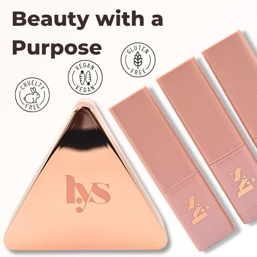 LYS Beauty Higher Standard 3-Piece Mini Cream Glow Blush Stick Set: Bubbly (Soft Pink), Focused (Warm Cinnamon Pink), Elite (Mauve)