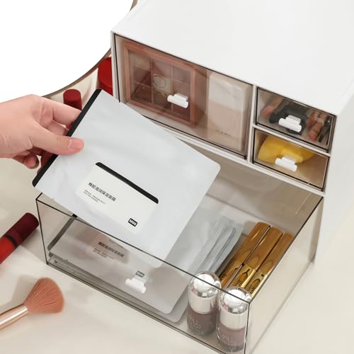 MILULUGO 4-Drawer Desk Organizer Makeup Storage Box for Cosmetics & Jewelry