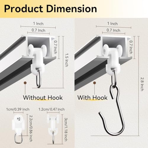 Ceiling Curtain Track Set 15-18ft White | Room Divider Rail System, 6-Piece