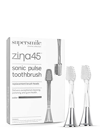 Supersmile Zina45 Replacement Toothbrush Heads Silver - 2 Pack