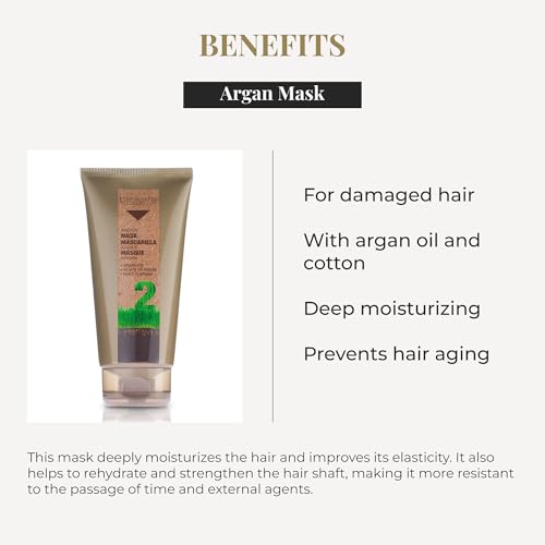 SALERM - Hair Mask - Argan Mask Biokera Natura - 200 ml - for Damaged Hair - with Argan and Cotton Oil - Deep Hydration - Helps Mantain Hair's Natural Vitality