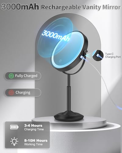 VFD 8'' 30X/1X Magnifying Lighted Makeup Mirror with Adjustable Stand