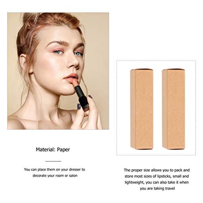 EXCEART Kraft Paper Lipstick Packaging Boxes 50 Pieces Small Boxes for Lip Balm Lip Gloss Essential Oil Storage Diy Beauty Accessories Organizer 3.35X0.79X0.79 Inch