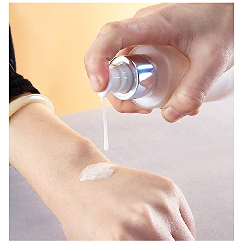 3PCS 30ml/1oz Empty Refillable Clear Frosted Glass Cosmetic Lotion Bottle Travel Toiletries Container Pump Dispenser Vials Pot Jars for Cream Foundation Emulsion Essencial Oil (Pack of 2)