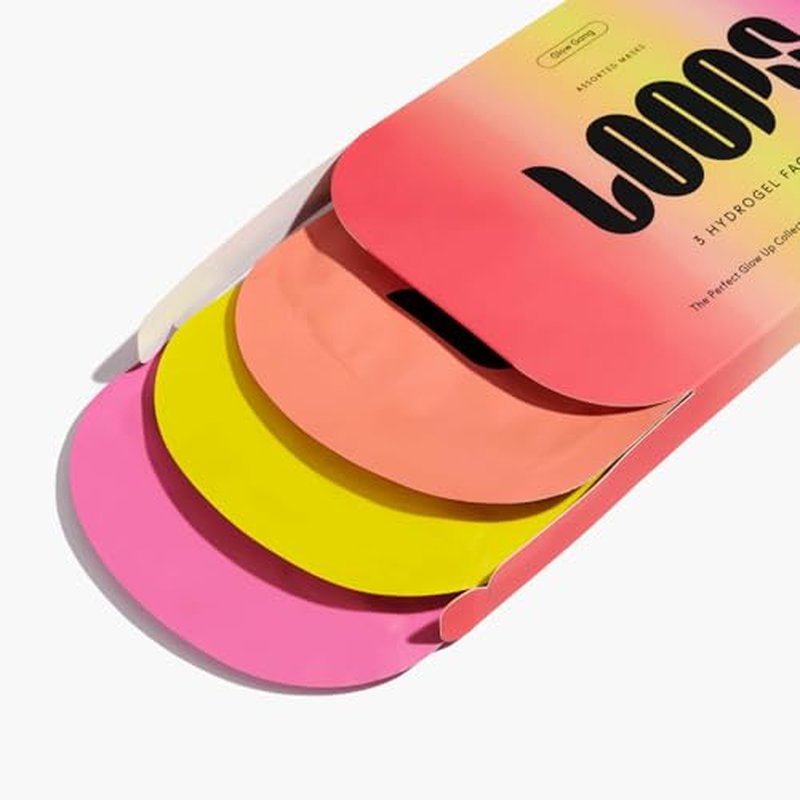 LOOPS Glow Gang Mask Set ? Weekly Reset for Rejuvenation, Double Take for Energized Skin, Sunrise Service for ? Hydrating and Pore Refining ? Safe for Sensitive Skin - Hydrogel Face Masks - 3pc