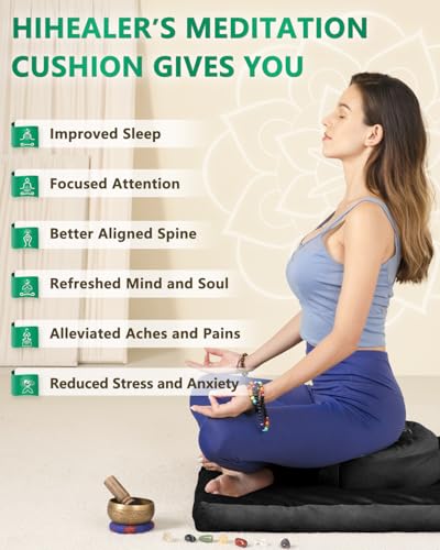 Hihealer Meditation Cushion Black Tibetan Velvet Floor Pillow