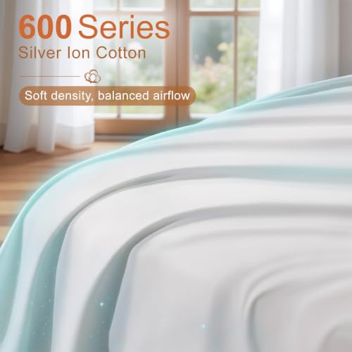 SONORO KATE Silver Infused Queen Bed Sheets - 600 Thread Count Cotton, White