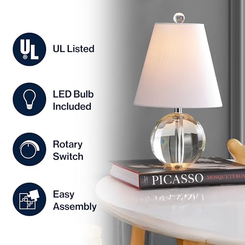 16-Inch Crystal Ball Orb Table Lamp with Metal Base - Clear Variation