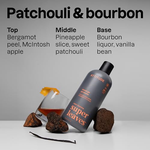 Men's Natural Body & Face Wash - Patchouli & Bourbon Scent, 14 Oz