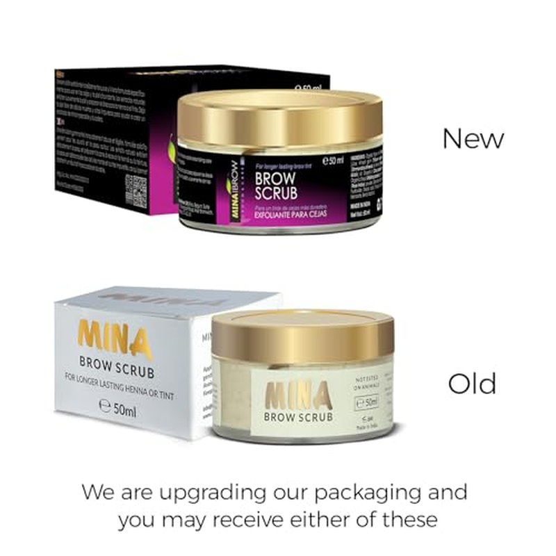 MINA Brow Scrub | For Long-Lasting Henna Or Tint | Natural Extracts Gently Exfoliate The Skin | Prepare The Area For Henna Or Tint 50ml | Organic Brow Scrubber for Tinting Process