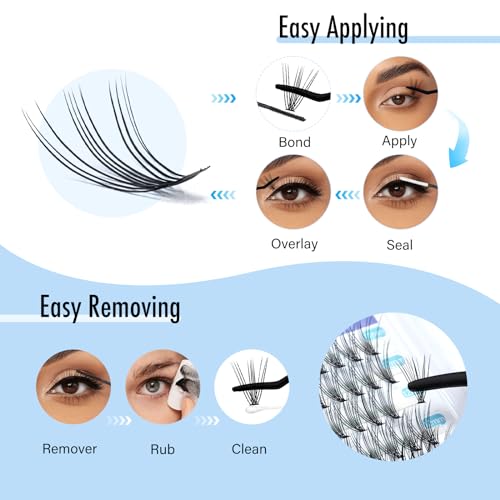 Lash Clusters Individual Lashes - 280pcs 20D Cluster lashes for DIY Lash Extensions -Super Thin & Soft Eyelashes 8-14mm C Curl Cluster Eyelash Extensions for Natural Wispy Look