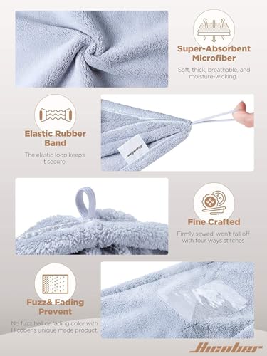 Microfiber Hair Towel Wrap - 9 Pack Large Turbans for Curly & Long Hair - Blue/Grey/Pink
