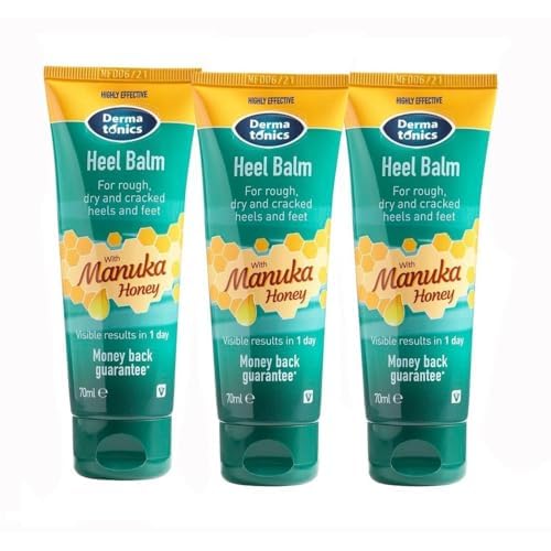 Dermatonics Foot Cream for Dry Cracked Heels (3 Pack) - 25% Urea with Manuka Honey, Intensive Moisturizing Treatment, Callus Remover, Exfoliating Care for Rough Feet Elbows Hands - Skin Repair 2.37oz