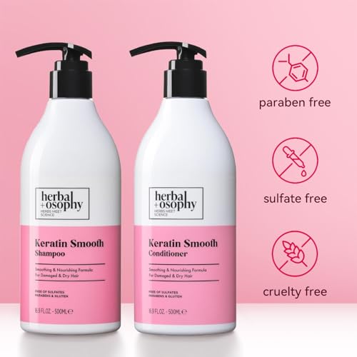 Herbalosophy Keratin Shampoo & Conditioner Set - Nourishing & Repairing for Damaged Hair - Keratin Set