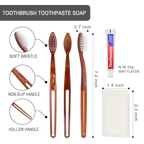 050 Packs Disposable Toothbrush & Toothpaste with Soap Travel Kit - Men & Women