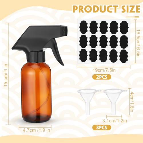 Fumete 20 Pack 4 oz Amber Glass Spray Bottles with Labels & Funnels – Refillable Travel Containers