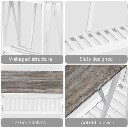 UYIHOME Oak Grey Farmhouse Entryway Console Table, 39-Inch Narrow Foyer Table with Shelf