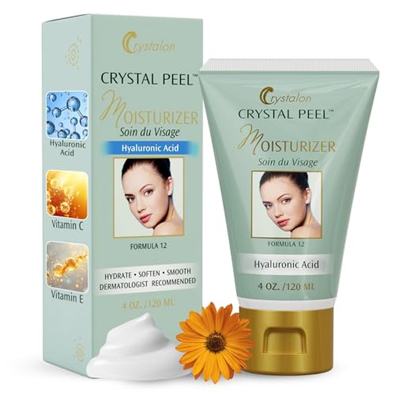 Crystal Peel Hyaluronic Acid Moisturizer for Face, Soin Du Visage Daily Moisturizer Hydrating Face Cream for Women, Vitamin Enriched, Nourishing Facial Lotion, Non Comedogenic Skincare for Dry Skin