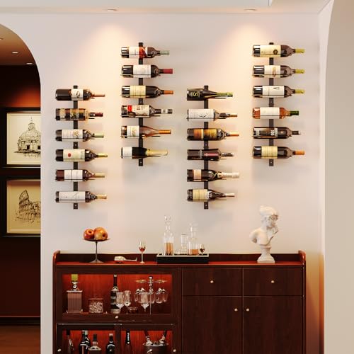 Rectangular 36 Bottle Wall Mounted Wine Rack - Modular Hanging Storage Set - Black Metal