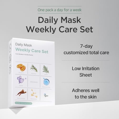 mixsoon Daily Mask Weekly Care Set - Collagen, Hyaluronic Acid and Cica, Gentle Skincare Routine for Radiant Skin 20ml / 0.67 fl.oz. (7ea) Korean Glass Skin Care
